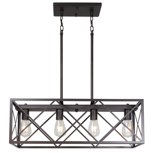 BONLICHT 4 Lights Rectangle Chandelier for Dining Rooms Oil Rubbed Bronze Farmhouse Kitchen Island Lighting