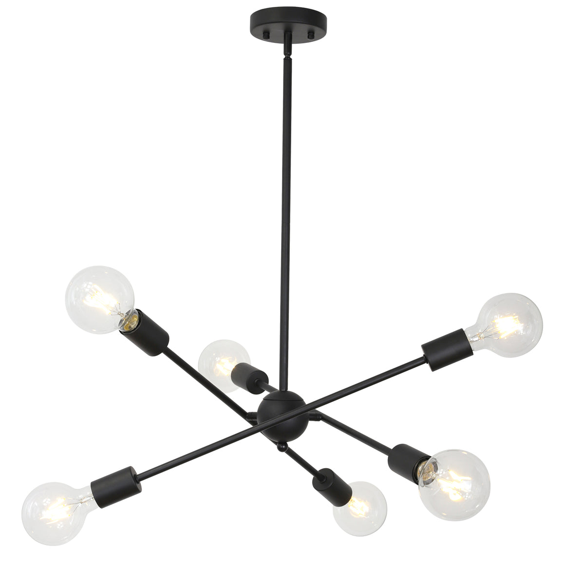 BONLICHT Industrial Sputnik Chandelier Lighting 6 Lights Black Chandelier Mid Century Modern Pendant Light