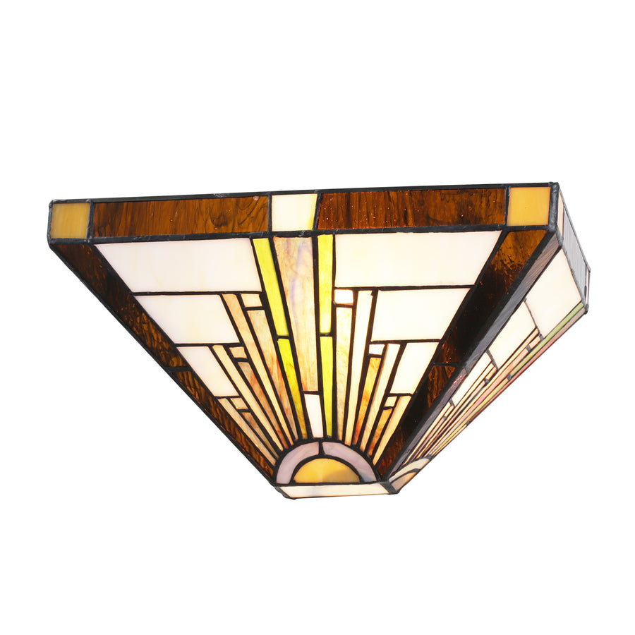 BONLICHT Tiffany Style1-Light Wall Sconce with 12 Inch Width Stained Glass Shade Wall Lamp