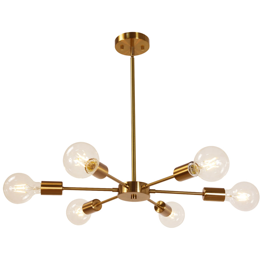 BONLICHT Modern Sputnik Chandelier 6 Lights Brass