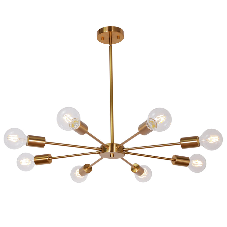 BONLICHT Sputnik Chandelier Brass 8 Lights Semi Flush Mount