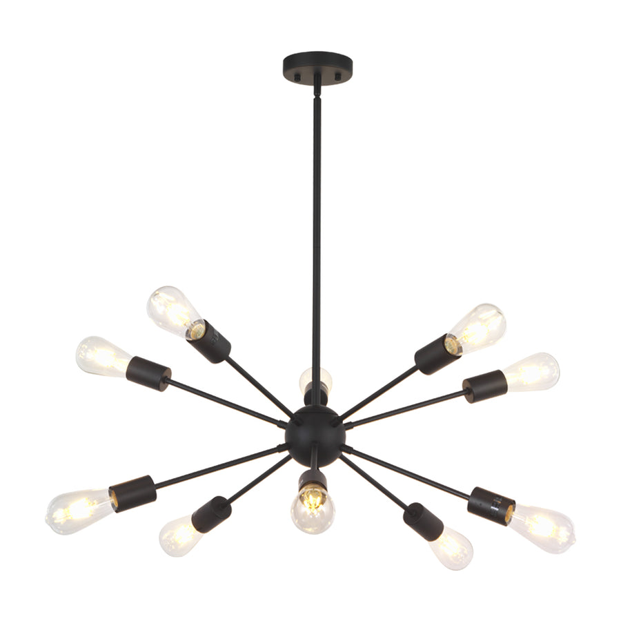 BONLICHT Sputnik Chandelier 10 Lights Black Industrial Pendant Lighting Suite for Any Space