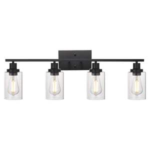 BONLICHT 4 Lights Sconces Wall Lighting Black with Clear Glass Shade