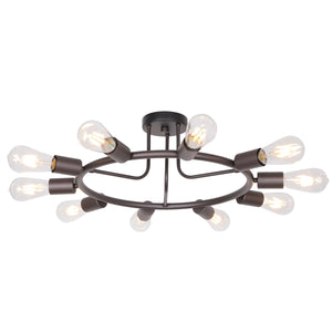 BONLICHT 10-Light Oil-Rubbed Bronze Semi Flush Mount Ceiling Light  Mid Century Style