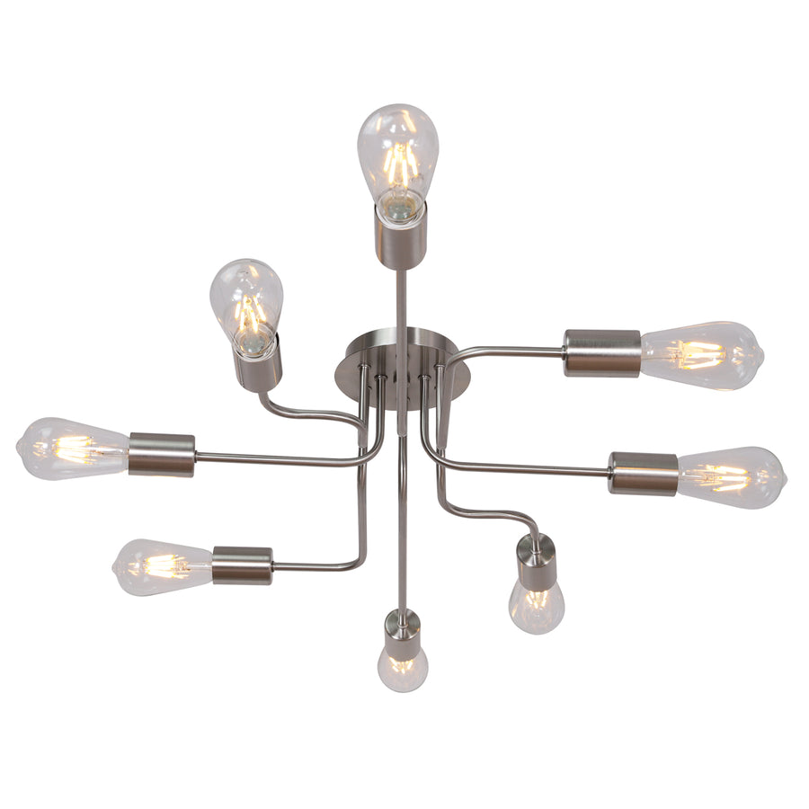 BONLICHT 8 Lights Metal Ceiling Light Semi Flush Mount Brushed Nickel