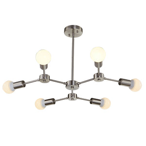 BONLICHT 6-Light Modern Chandeliers Sputnik Style Brushed Nickel