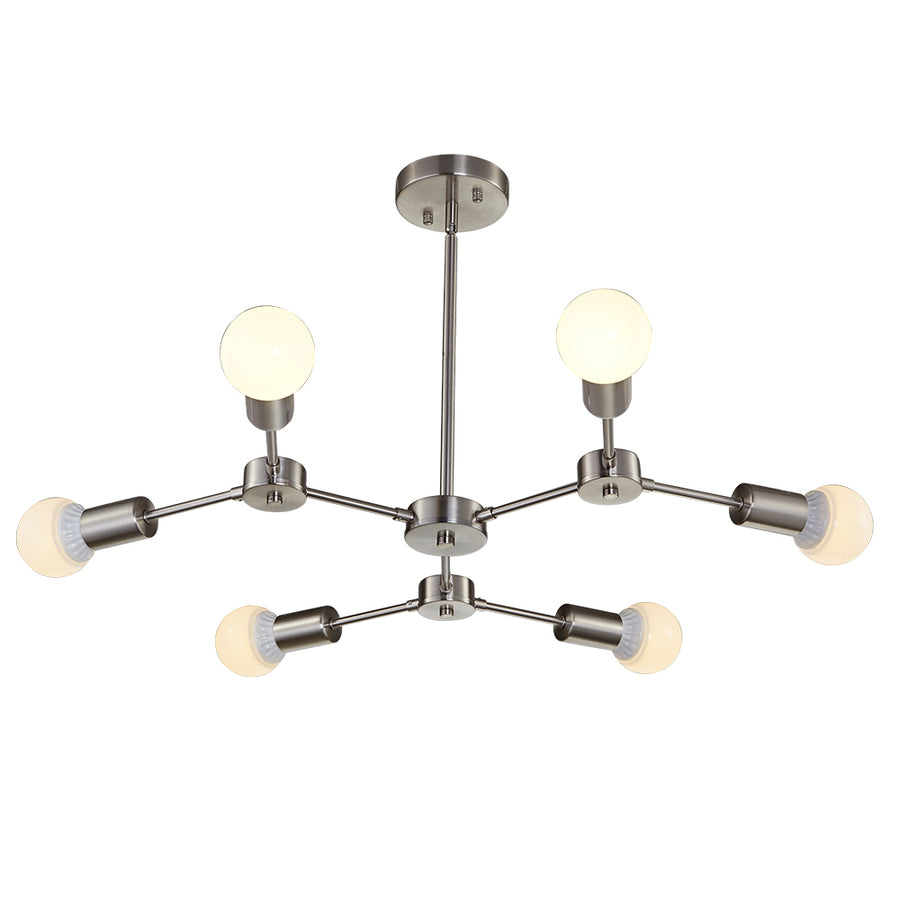BONLICHT 6-Light Modern Chandeliers Sputnik Style Brushed Nickel