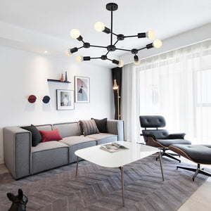 BONLICHT 8-Light Industrial Sputnik Chandelier Black