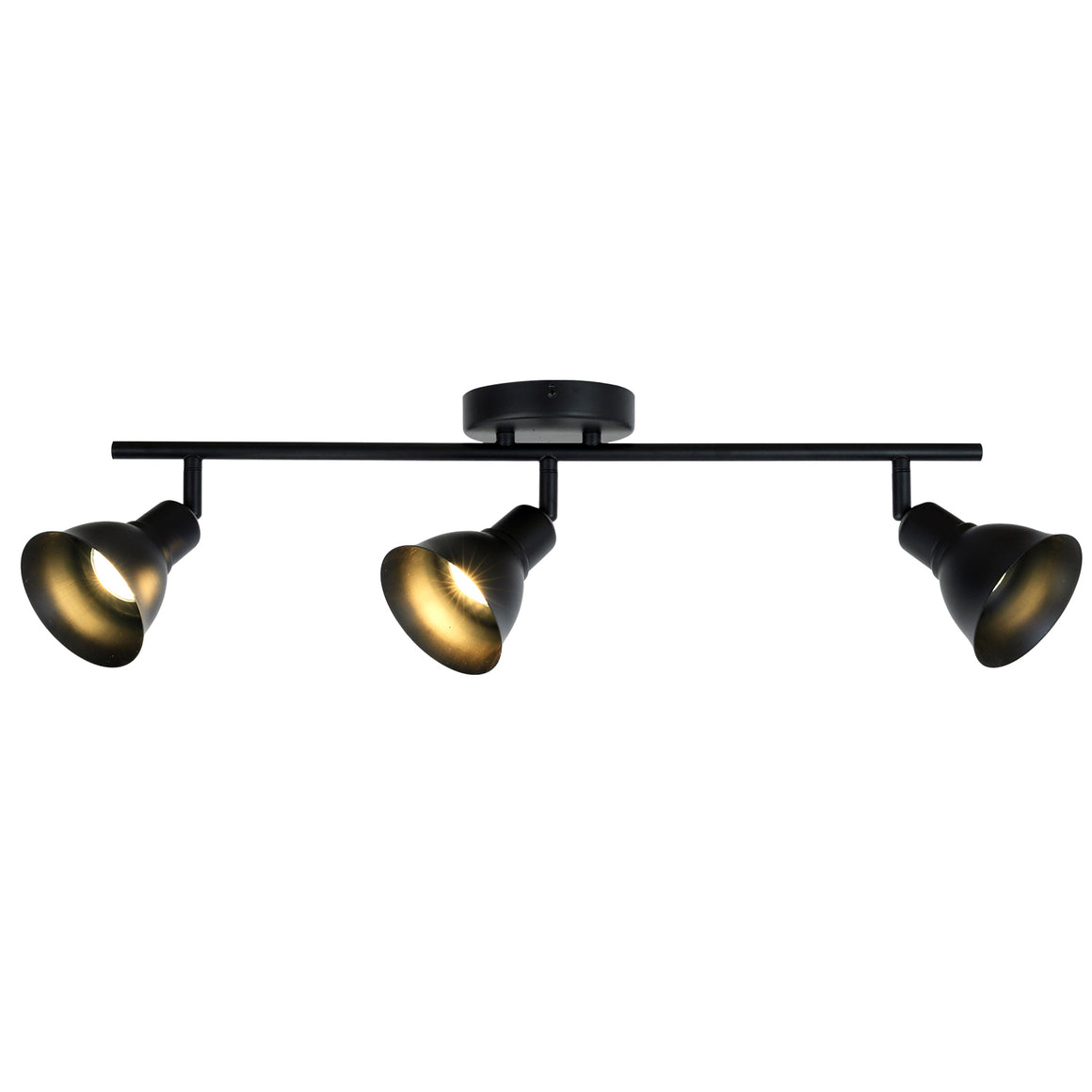 BONLICHT Track Lighting 3 Adjustable Track Heads Black Kitchen Ceiling Light, 35W GU10 Base Halogen Bulbs Included