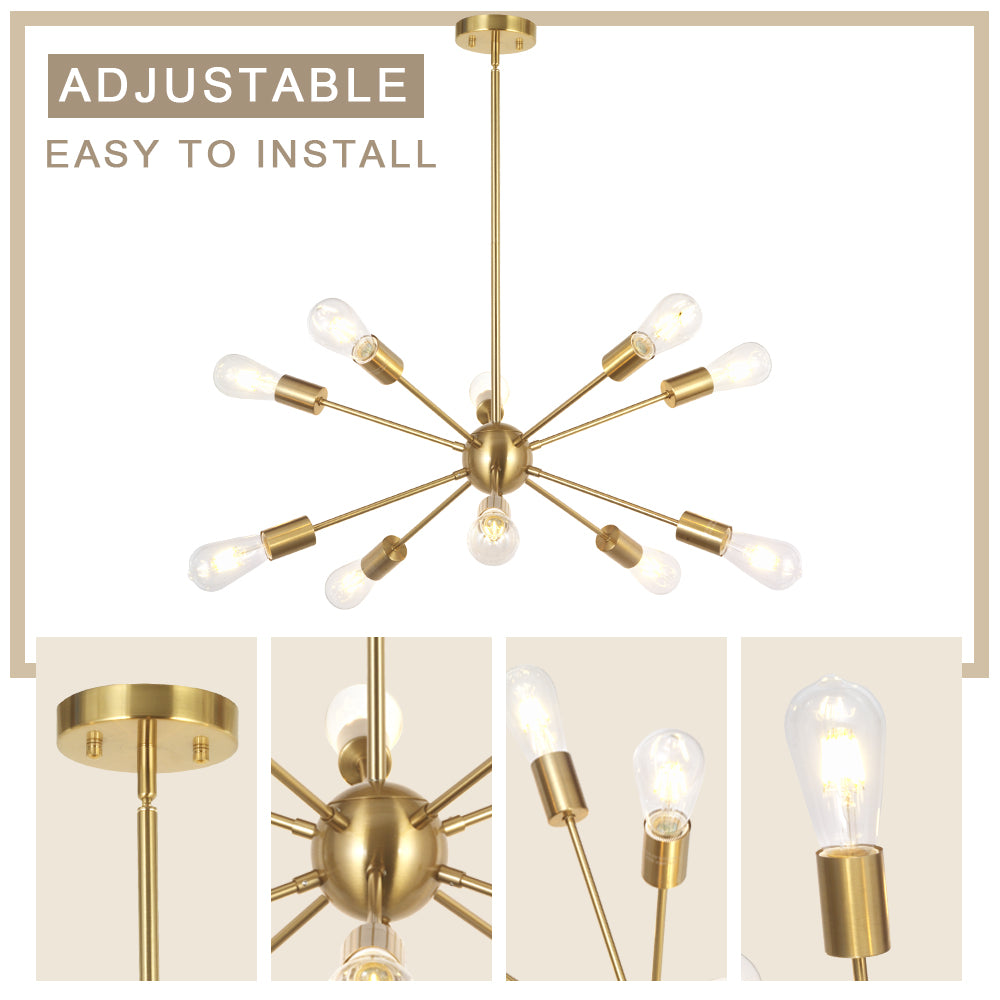 Ten Light Chandelier 10 Lights | Pendant Lighting Brass | Sputnik Chandelier ...