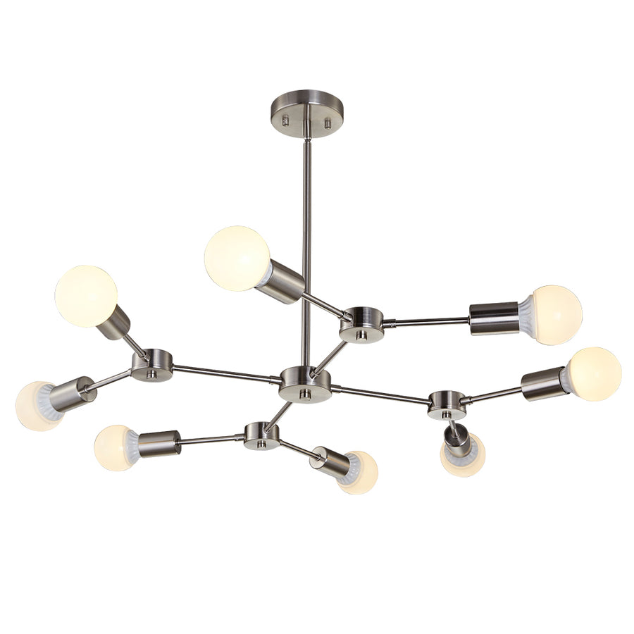 BONLICHT Mid Century Modern Chandelier Sputnik 8-Light Brushed Nickel