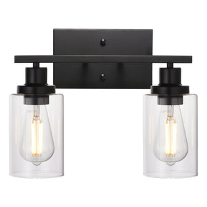 BONLICHT 2-Light Black Wall Sconce Industrial Vintage with Clear Glass Shade and Metal Base