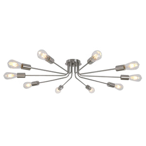 BONLICHT 10 Light Sputnik Chandelier Brushed Nickel Ceiling Light Semi Flush Mount