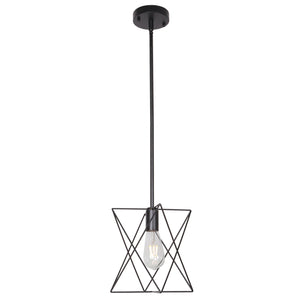 BONLICHT One Light Cage Pendant Lighting Polygon Wire Metal Black