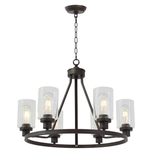 BONLICHT 6-Light Glass Round Chandelier Oil-Rubbed Bronze