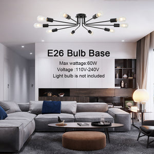 BONLICHT 10 Lights Black Sputnik Chandelier Lighting Ceiling Light Vintage Style