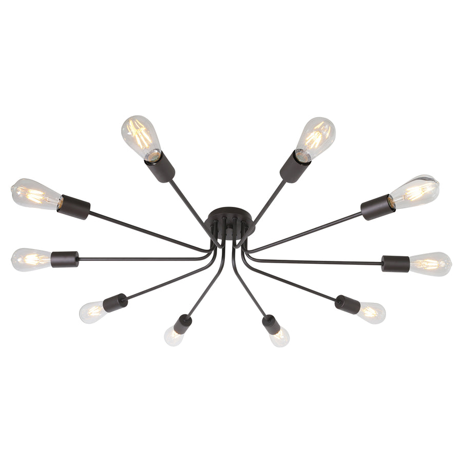 BONLICHT 10 Light Oil Rubber Bronze Sputnik Chandelier Lighting Semi Flush Mount Ceiling Light Industrial