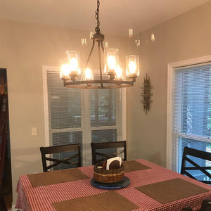 BONLICHT 6-Light Glass Round Chandelier Oil-Rubbed Bronze