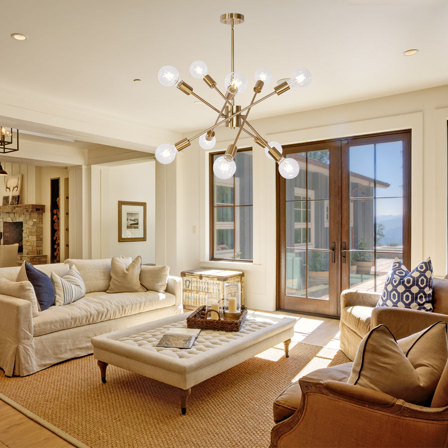 BONLICHT 10 Lights Modern Chandeliers Brass Sputnik Light