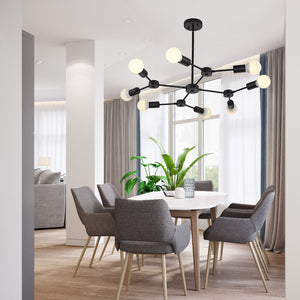BONLICHT 8-Light Industrial Sputnik Chandelier Black