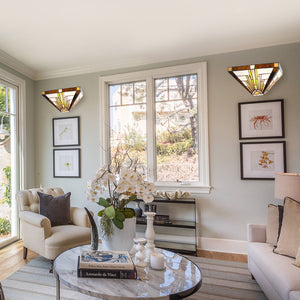 BONLICHT Tiffany Style1-Light Wall Sconce with 12 Inch Width Stained Glass Shade Wall Lamp