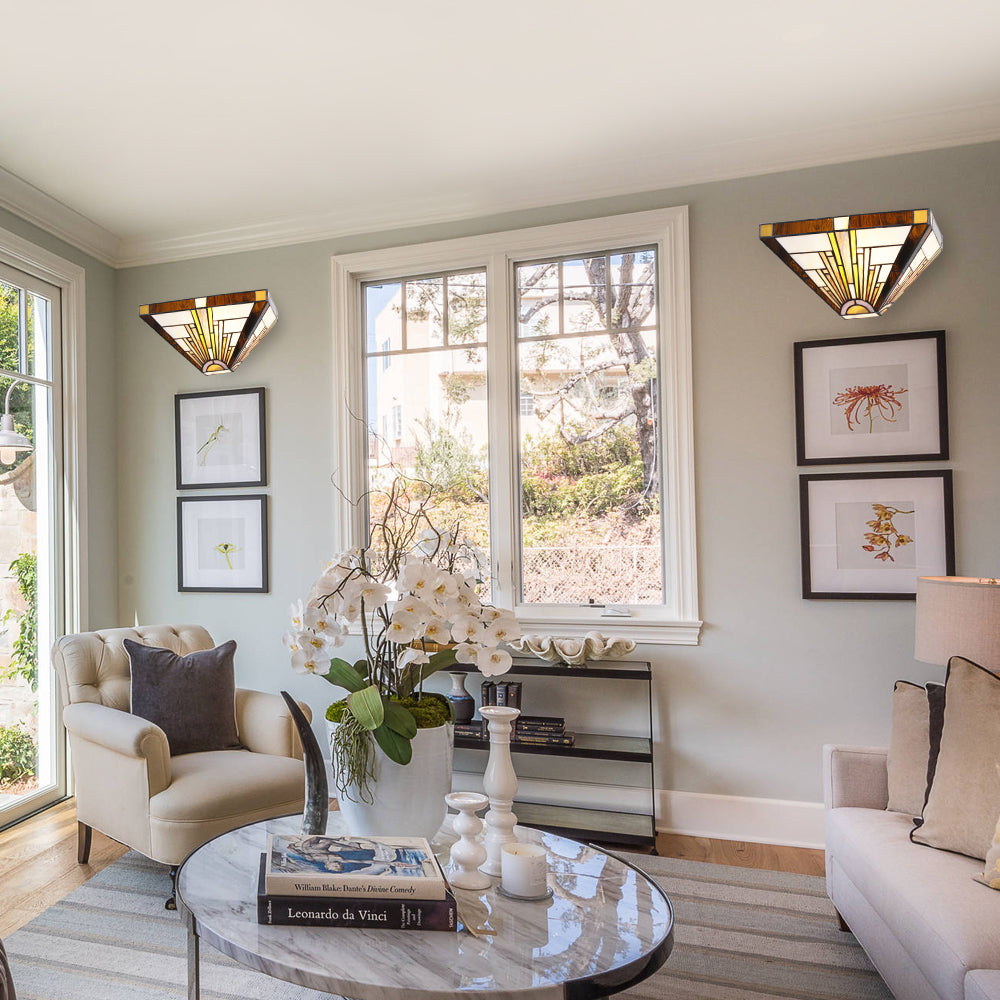 BONLICHT Tiffany Style1-Light Wall Sconce with 12 Inch Width Stained Glass Shade Wall Lamp