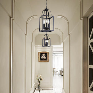 BONLICHT Black Pendant Light 8 Inches Lantern Chandelier Farmhouse 3 Lights E12 Base
