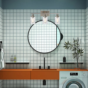 BONLICHT 3 Lights Wall Sconce Brushed Nickel Finished Modern Bathroom Vanity Light Fixtures