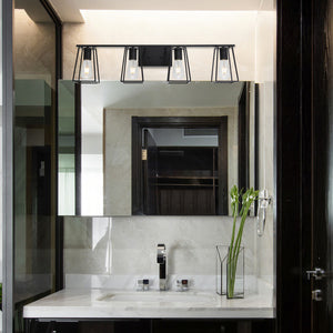 BONLICHT 4-Light Black Vanity Lights for Bathroom