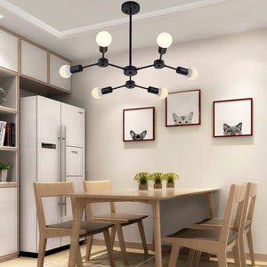 BONLICHT Sputnik Chandeliers 6-Light Black Industrial Style