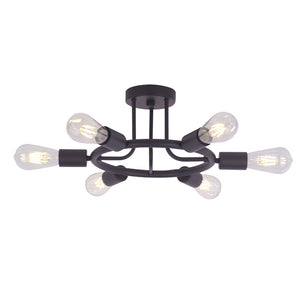 BONLICHT Semi Flush Mount Ceiling Light 6 Lights Oil-Rubbed Bronze Sputnik Starburst Style Ceiling Lamp