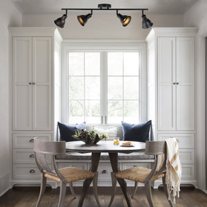 BONLICHT 4-Light Track Lighting Black, Spotlights Kitchen Light Fixtures Ceiling, 35W GU10 Base Halogen Bulbs Included