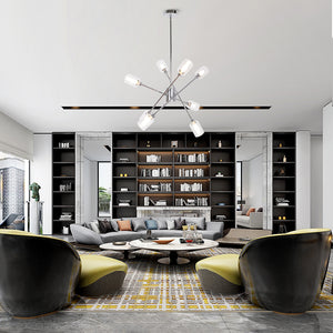 BONLICHT 8 Lights Contemporary Chandelier Sputnik Chrome with Glass Shade