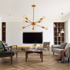 BONLICHT Sputnik Chandelier 8-Lights Brass Modern Pendant Lighting