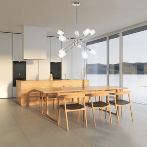 BONLICHT 10 Lights Sputnik Chandelier Chrome with Clear Glass Shade