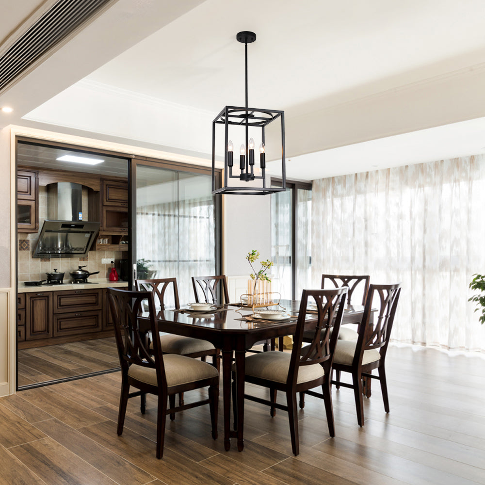 Foyer Chandeliers Farmhouse Chandelier 4 Lights Cage Pendant Light Chandelier Dining Room Chandelier Kitchen Lights Hallway Lighting BONLICHT LIGHTING