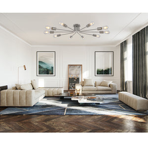 BONLICHT 10 Light Sputnik Chandelier Brushed Nickel Ceiling Light Semi Flush Mount