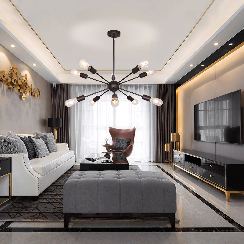 BONLICHT 10 Lights Sputnik Chandelier Lighting Oil-Rubbed Bronze Industrial Pendant Light Suite for Any Space