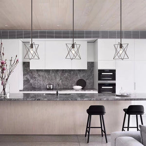 BONLICHT One-Light Industrial Pendant Light Polygon Wire Oil Rubbed Bronze Finish