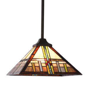 BONLICHT Pendant Lighting Tiffany-Style Mission, 1-Light Mini Chandelier 12-inch Glass Shade