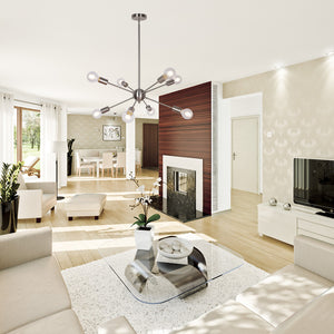 BONLICHT 8-Light Modern Sputnik Pendant Light Brushed Nickel