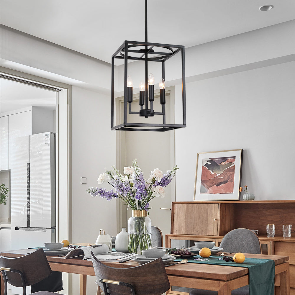 Pendant Lights Kitchen Island Farmhouse Chandelier 4-Light Black