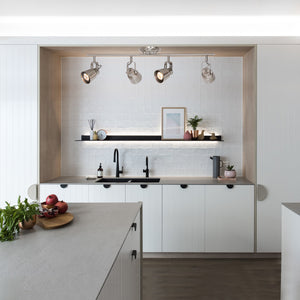 BONLICHT 4 Lights Ceiling Track Lighting Kit Brushed Nickel, 35W GU10 Base Halogen Bulbs Included