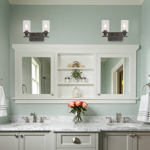 BONLICHT 2-Light Industrial Bathroom Lighting Oil Rubbed Bronze with Clear Glass Shade
