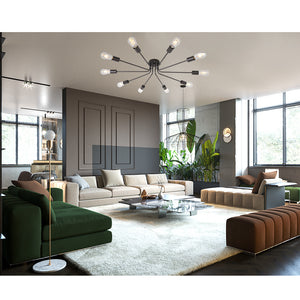 BONLICHT 10 Light Oil Rubber Bronze Sputnik Chandelier Lighting Semi Flush Mount Ceiling Light Industrial