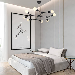 BONLICHT 8-Light Industrial Sputnik Chandelier Black