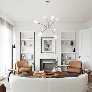 BONLICHT 8 Lights Contemporary Chandelier Sputnik Chrome with Glass Shade