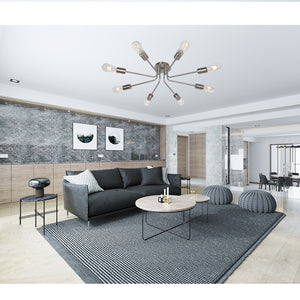 BONLICHT 8 Light Mid Century Chandelier Sputnik Modern Ceiling Lighting Brushed Nickel