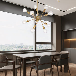 BONLICHT 10 Lights Modern Chandeliers Brass Sputnik Light