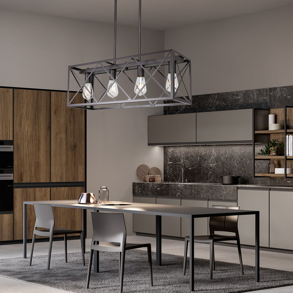 4 Lights Rectangle Chandelier for Dining Rooms Oil Rubbed Bronze ...